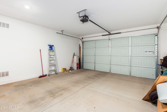 garage with a garage door opener