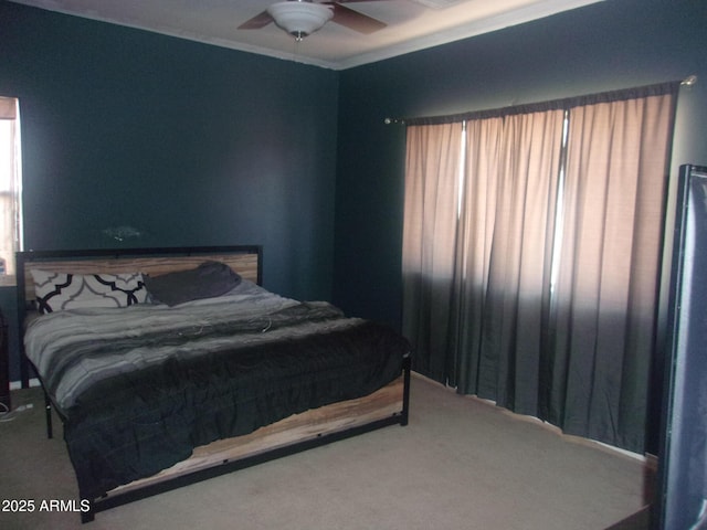 4616 E Monument Way, Rimrock, AZ 86335 - carpeted bedroom featuring crown molding and a ceiling fan
