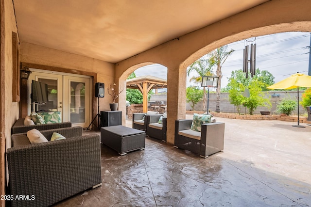 10601 N 36th St, Phoenix, AZ 85028 - fenced backyard featuring an outdoor living space, a patio area, and french doors