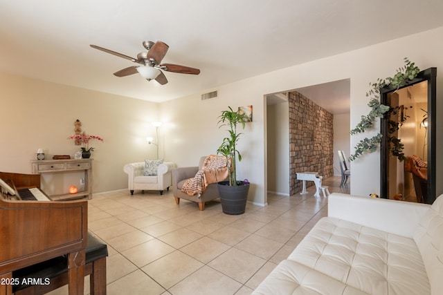 10601 N 36th St, Phoenix, AZ 85028 - bedroom with light tile patterned flooring, baseboards, and a ceiling fan