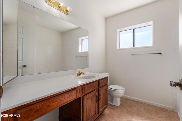 6534 S Marilyn Ann Dr, Tempe, AZ 85283 - bathroom featuring vanity, toilet, baseboards, and tile patterned flooring