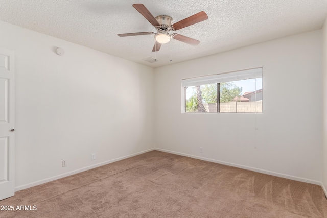 6534 S Marilyn Ann Dr, Tempe, AZ 85283 - unfurnished room with ceiling fan, visible vents, carpet floors, and a textured ceiling
