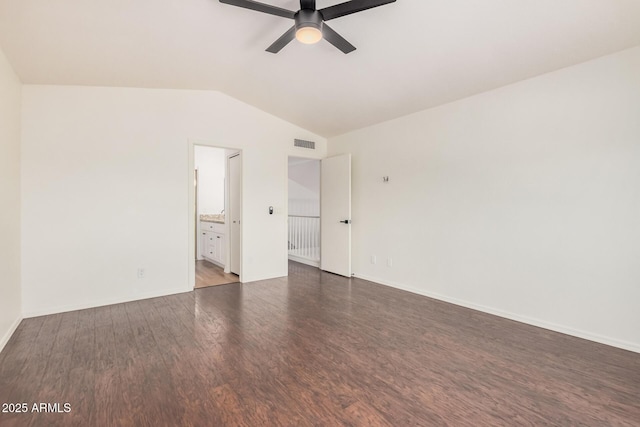 15440 S 38th St, Phoenix, AZ 85044 - unfurnished room featuring lofted ceiling, a ceiling fan, wood finished floors, and baseboards