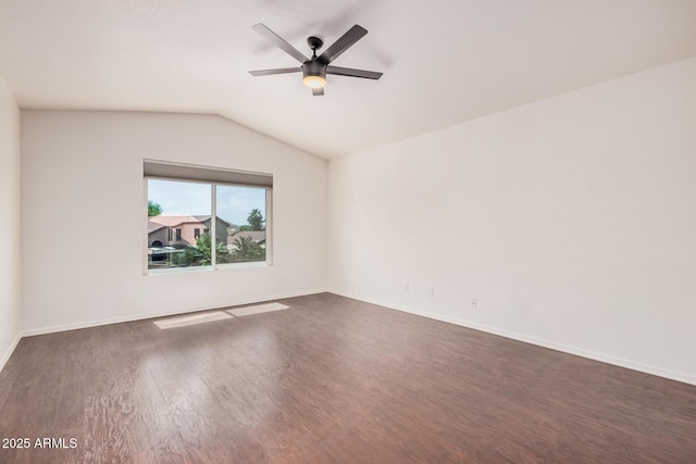 15440 S 38th St, Phoenix, AZ 85044 - spare room with ceiling fan, lofted ceiling, dark wood finished floors, and baseboards