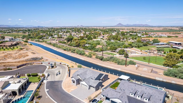 aerial view featuring a residential view and a mountain view