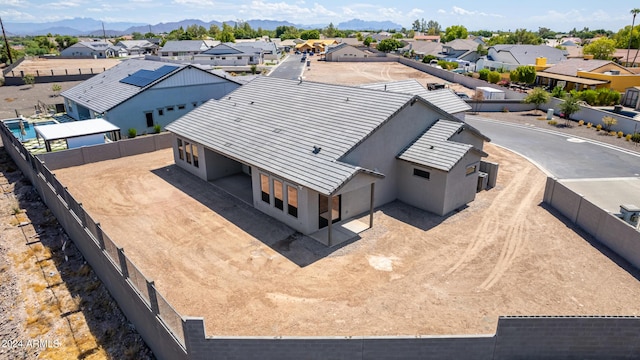 aerial view featuring a residential view and a mountain view