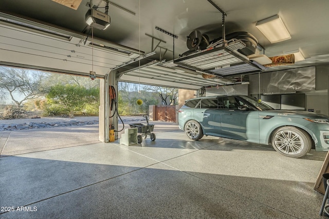 garage with a garage door opener