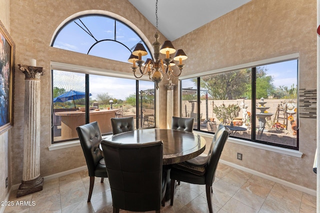 29806 N 43rd Pl, Cave Creek, AZ 85331 - dining area with baseboards, plenty of natural light, and a notable chandelier