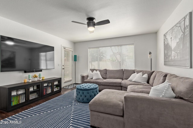 3222 E Cortez St, Phoenix, AZ 85028 - living room featuring ceiling fan and wood finished floors