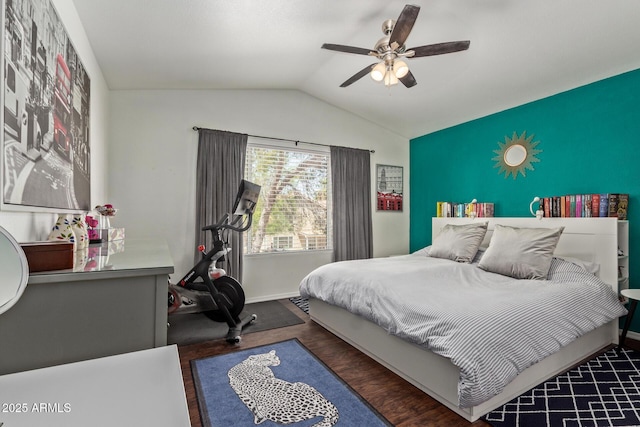 3222 E Cortez St, Phoenix, AZ 85028 - bedroom featuring lofted ceiling, baseboards, and a ceiling fan