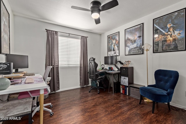 3222 E Cortez St, Phoenix, AZ 85028 - office featuring wood finished floors, a ceiling fan, and baseboards