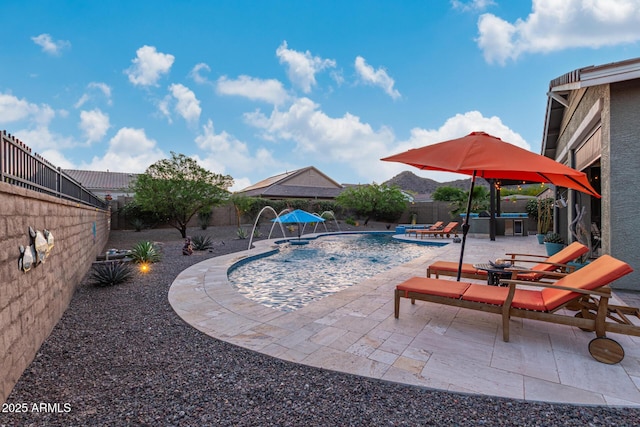 4876 N 207th Ln, Buckeye, AZ 85396 - view of pool featuring a fenced backyard, a fenced in pool, and a patio