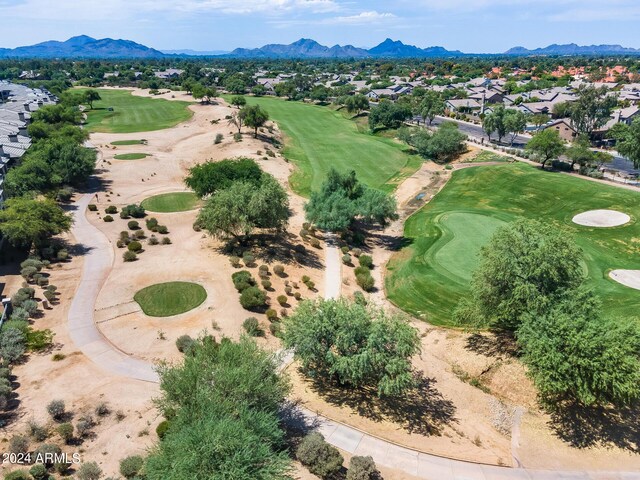 drone / aerial view featuring a mountain view