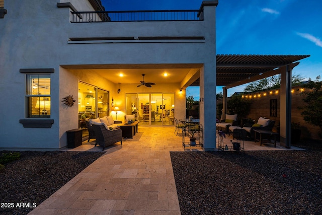 21194 W Hillcrest Blvd, Buckeye, AZ 85396 - view of patio featuring outdoor lounge area, a balcony, and ceiling fan