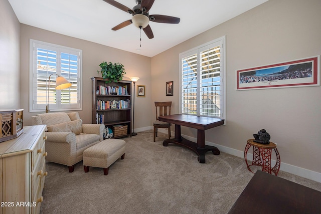 21194 W Hillcrest Blvd, Buckeye, AZ 85396 - office with a ceiling fan, light colored carpet, and baseboards