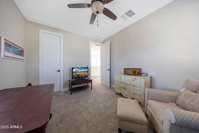21194 W Hillcrest Blvd, Buckeye, AZ 85396 - sitting room featuring ceiling fan, carpet floors, and baseboards