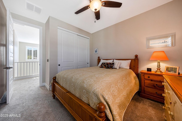 21194 W Hillcrest Blvd, Buckeye, AZ 85396 - bedroom with carpet floors, a closet, baseboards, and ceiling fan