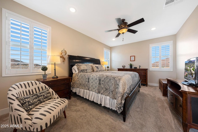 21194 W Hillcrest Blvd, Buckeye, AZ 85396 - bedroom with carpet floors, baseboards, recessed lighting, and ceiling fan