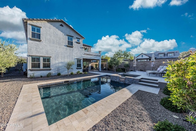 21194 W Hillcrest Blvd, Buckeye, AZ 85396 - view of swimming pool with a fenced backyard, a patio, a pergola, and a pool with connected hot tub