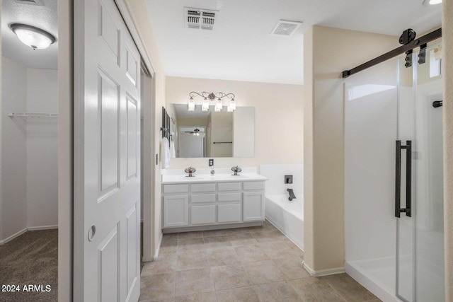 6321 S Teresa Dr, Chandler, AZ 85249 - bathroom with a shower stall, double vanity, a garden tub, and tile patterned flooring