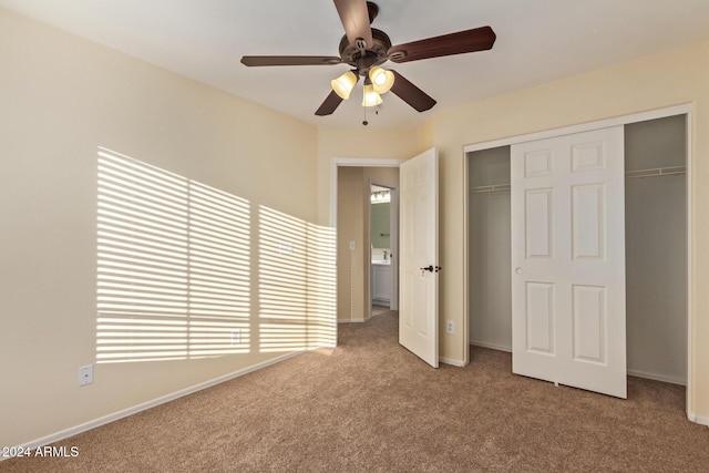 6321 S Teresa Dr, Chandler, AZ 85249 - unfurnished bedroom featuring carpet, a closet, baseboards, and a ceiling fan
