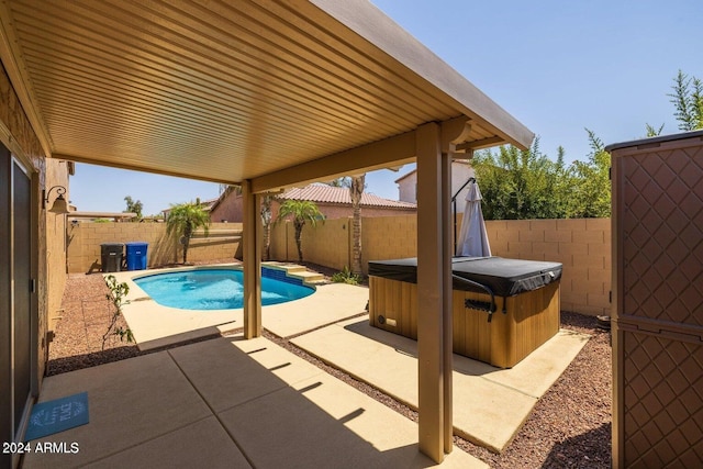 6321 S Teresa Dr, Chandler, AZ 85249 - view of pool featuring a hot tub, a patio, and a fenced backyard