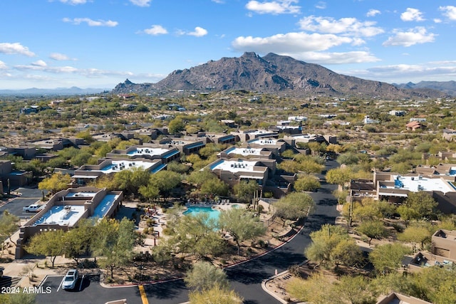 bird's eye view with a mountain view