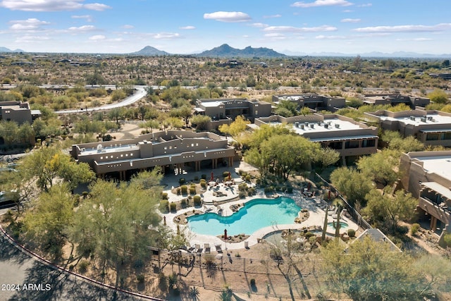 aerial view with a mountain view