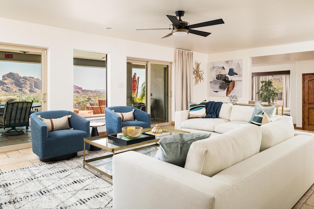 4636 E Moonlight Way, Paradise Valley, AZ 85253 - living room with ceiling fan