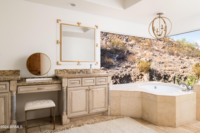 4636 E Moonlight Way, Paradise Valley, AZ 85253 - full bath featuring vanity, a bath, and tile patterned floors