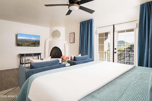 4636 E Moonlight Way, Paradise Valley, AZ 85253 - bedroom with access to exterior, wood finished floors, and ceiling fan