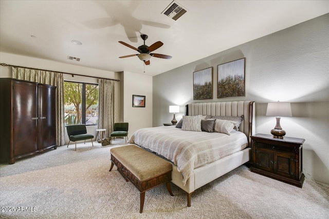 2744 S First Water Ln, Gold Canyon, AZ 85118 - bedroom featuring carpet flooring, ceiling fan, and visible vents