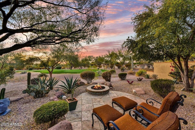 2744 S First Water Ln, Gold Canyon, AZ 85118 - view of patio featuring an outdoor fire pit