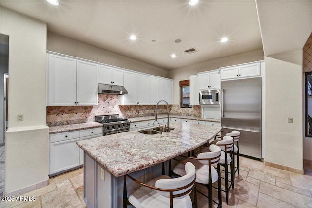 2744 S First Water Ln, Gold Canyon, AZ 85118 - kitchen featuring built in appliances, stone tile flooring, under cabinet range hood, and a sink