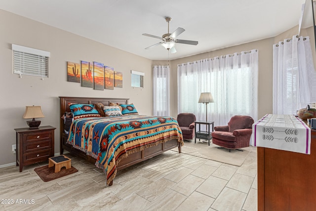 bedroom featuring ceiling fan