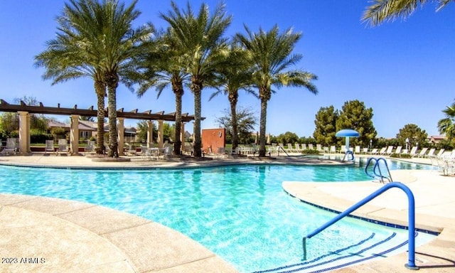 view of pool featuring a patio