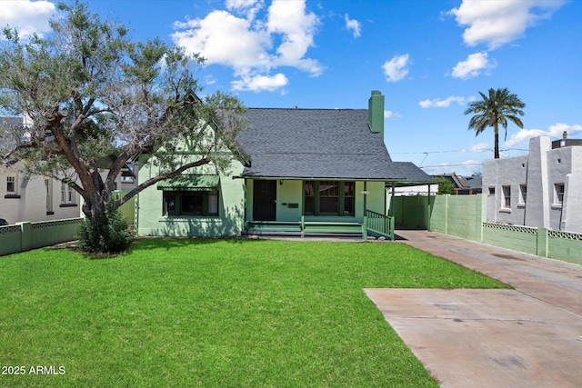2230 N 12th St Rear, Rear, Phoenix, AZ 85006 - view of front of house with a porch, a chimney, and a shingled roof