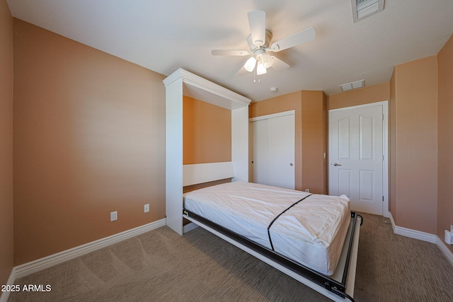 10371 W Pontiac Dr, Peoria, AZ 85382 - bedroom with carpet flooring, a closet, baseboards, and ceiling fan