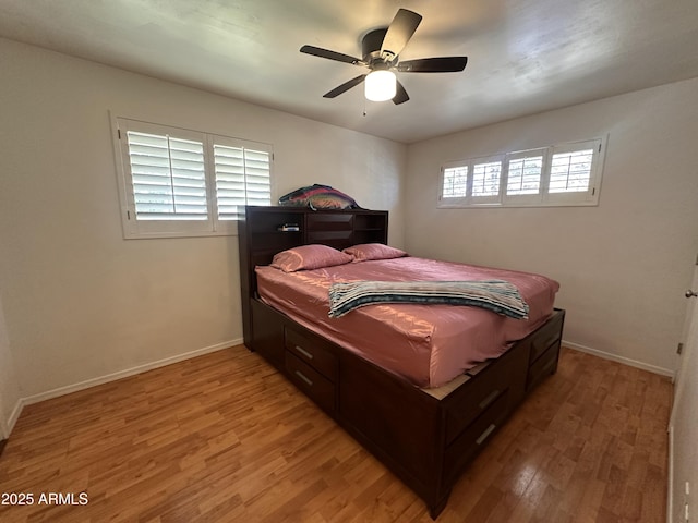 2115 W Myrtle Ave, Phoenix, AZ 85021 - bedroom with light wood-style floors, baseboards, and ceiling fan