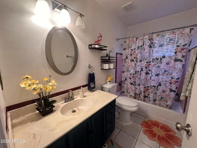 2115 W Myrtle Ave, Phoenix, AZ 85021 - bathroom with tile patterned flooring, vanity, shower / bathtub combination with curtain, and toilet