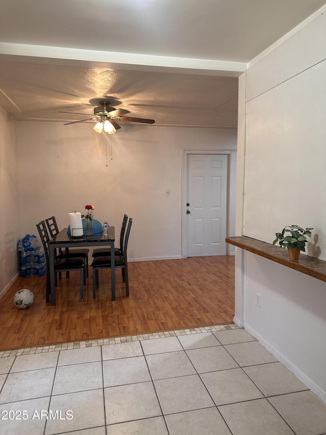 2115 W Myrtle Ave, Phoenix, AZ 85021 - dining space featuring a ceiling fan, light wood-type flooring, and baseboards
