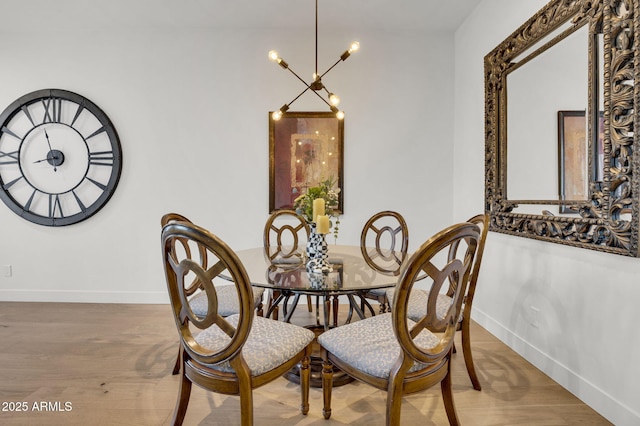 5151 N 13th Pl Unit 4, Phoenix, AZ 85014 - dining room with a chandelier, baseboards, and wood finished floors