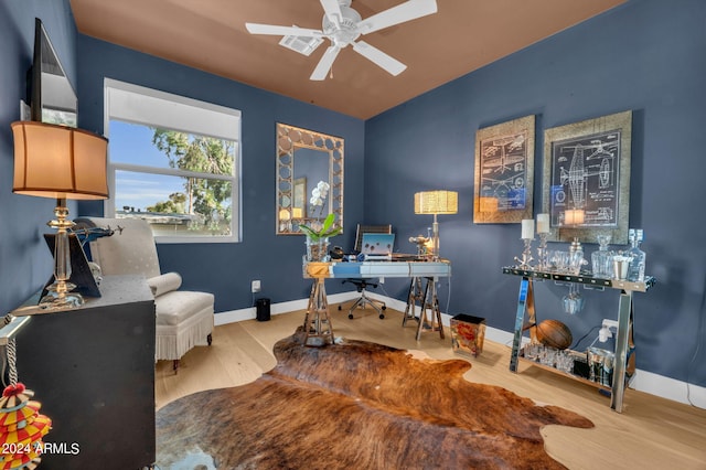 5151 N 13th Pl Unit 4, Phoenix, AZ 85014 - office space featuring wood finished floors, ceiling fan, and baseboards