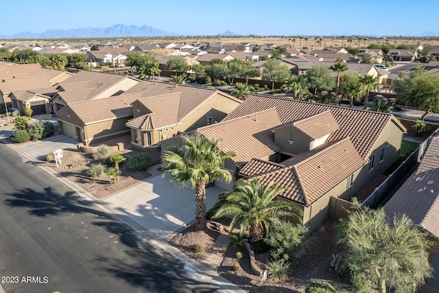 bird's eye view with a mountain view