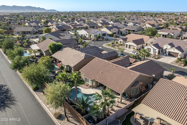 bird's eye view with a mountain view