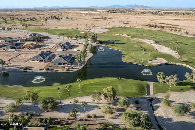 birds eye view of property featuring a water and mountain view