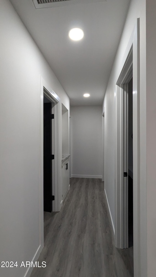 hall featuring dark hardwood / wood-style flooring