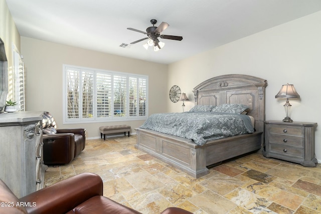 bedroom featuring ceiling fan