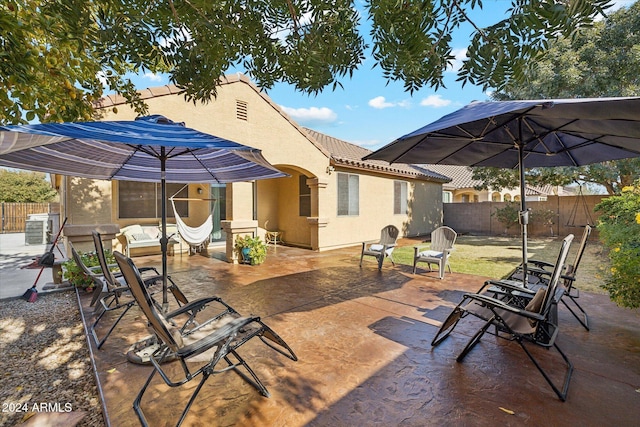 view of patio featuring central AC