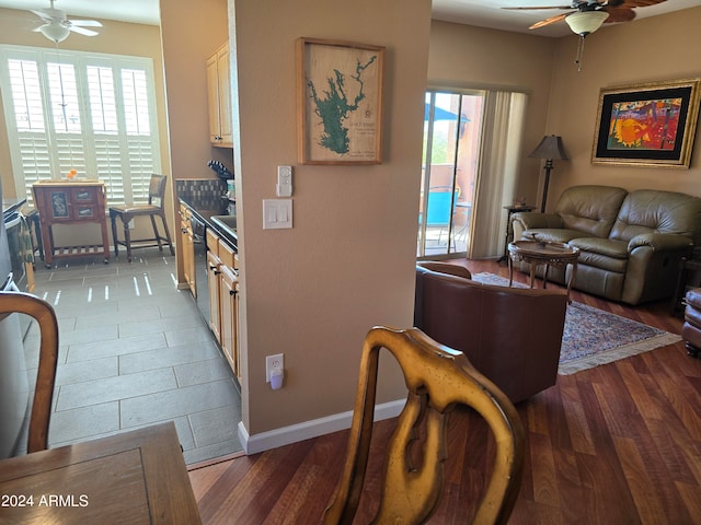 interior space featuring plenty of natural light and ceiling fan